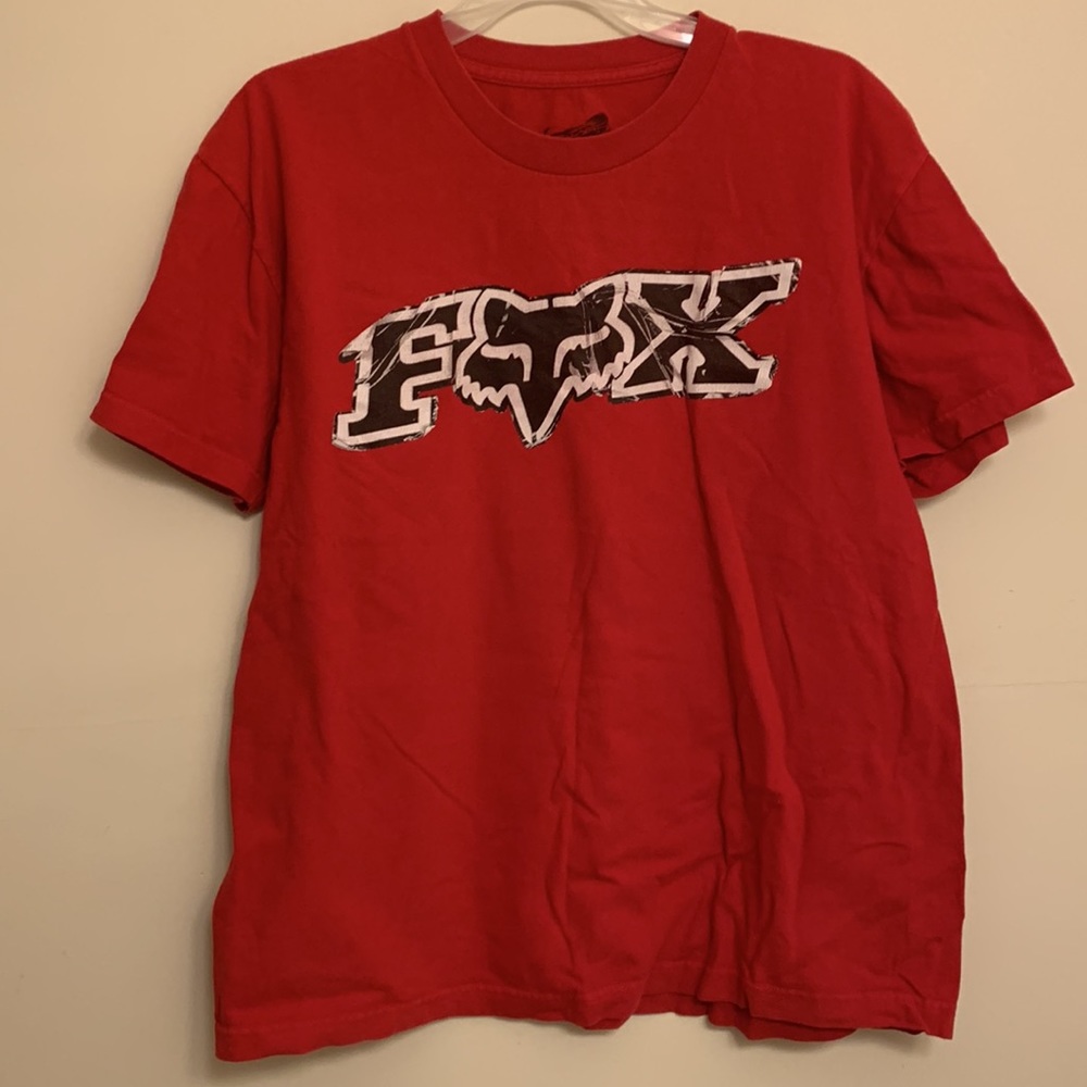 FOX Ruby Red Black Logo T-shirt EUC